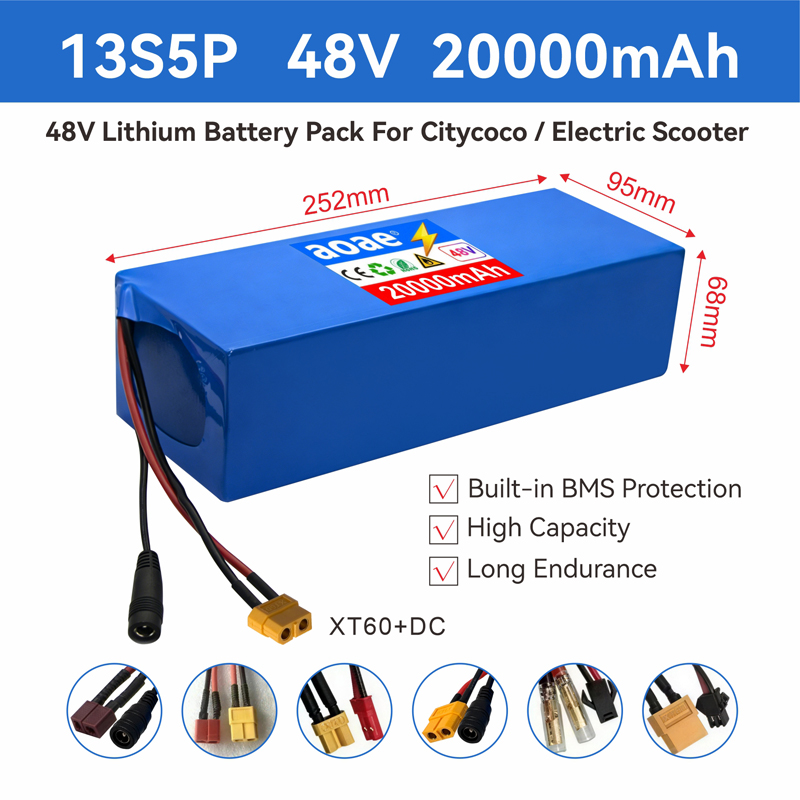 48V電動スクーターバッテリー 13S5P 20Ah 186 - 60V 30Ah Electric Scooter Battery のレビューと価格